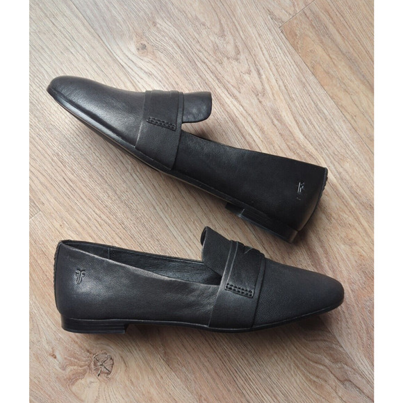 Frye Terri Buffalo Black Leather Penny Loafer Flats Womens 9 - Picture 12 of 16